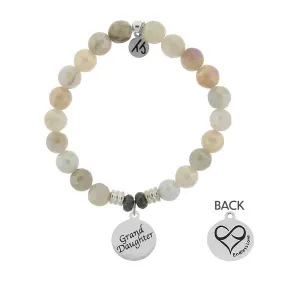 Moonstone Stone Bracelet with Granddaughter Sterling Silver Charm