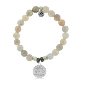 Moonstone Stone Bracelet with Love You More Sterling Silver Charm