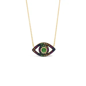 Multicolor Gemstone Evil Eye Necklace