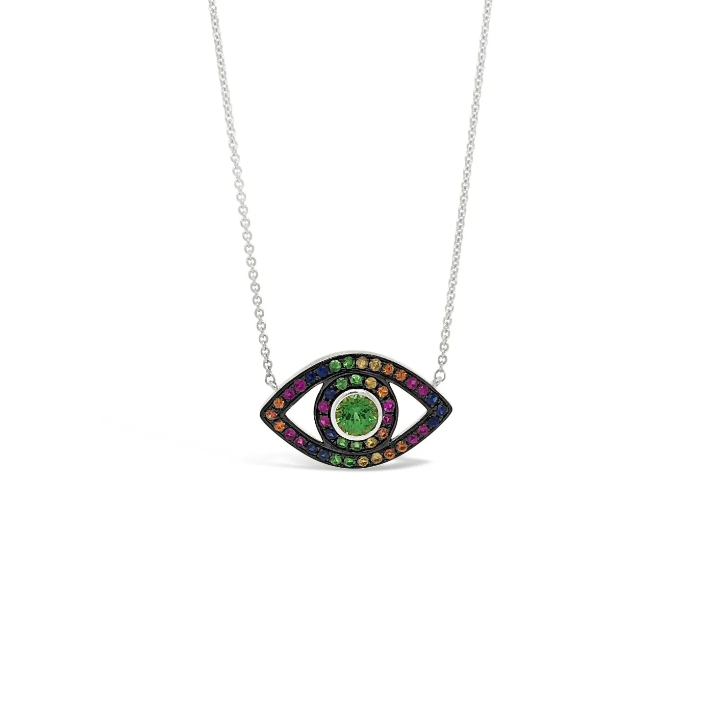 Multicolor Gemstone Evil Eye Necklace