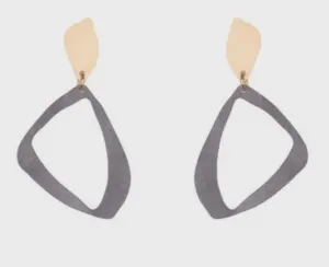 NTA Grey patina organic triangle drop earrings.