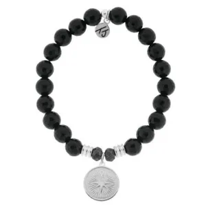 Onyx Stone Bracelet with Guidance Sterling Silver Charm