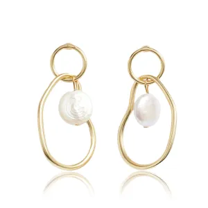 Organic Link X Pearl Earrings