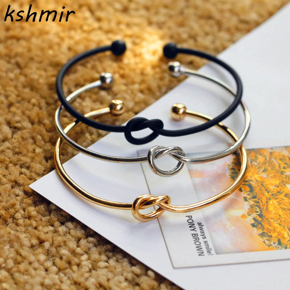 Original design very simple about pure copper casting love knot knot open metal bangle bracelet love bracelet