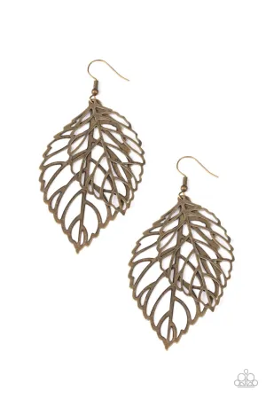 Paparazzi Take It Or Leaf It - Brass Earrings