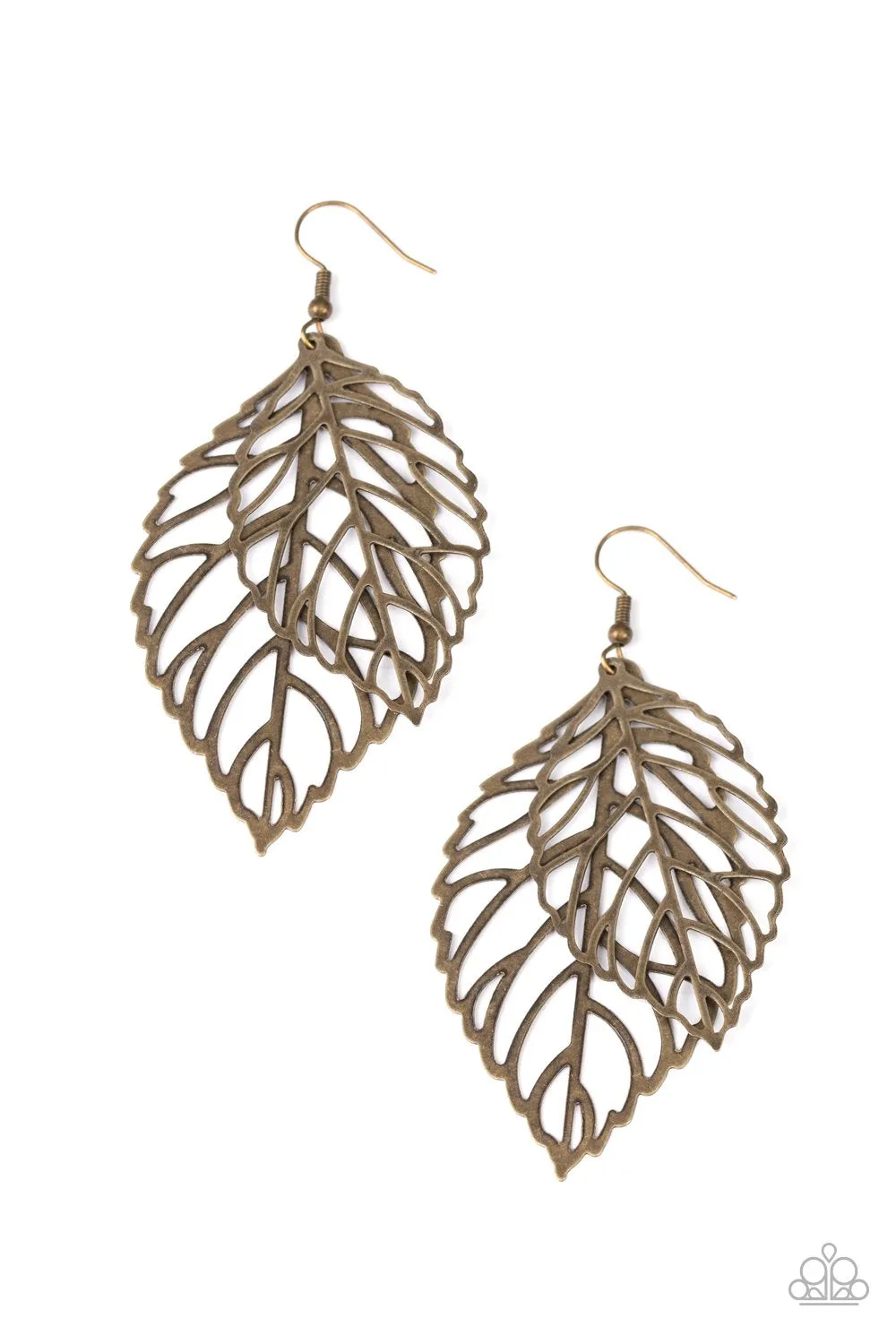 Paparazzi Take It Or Leaf It - Brass Earrings