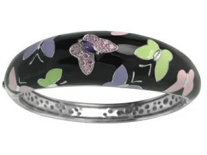 Papillon - Black Enamel with CZ Bangle