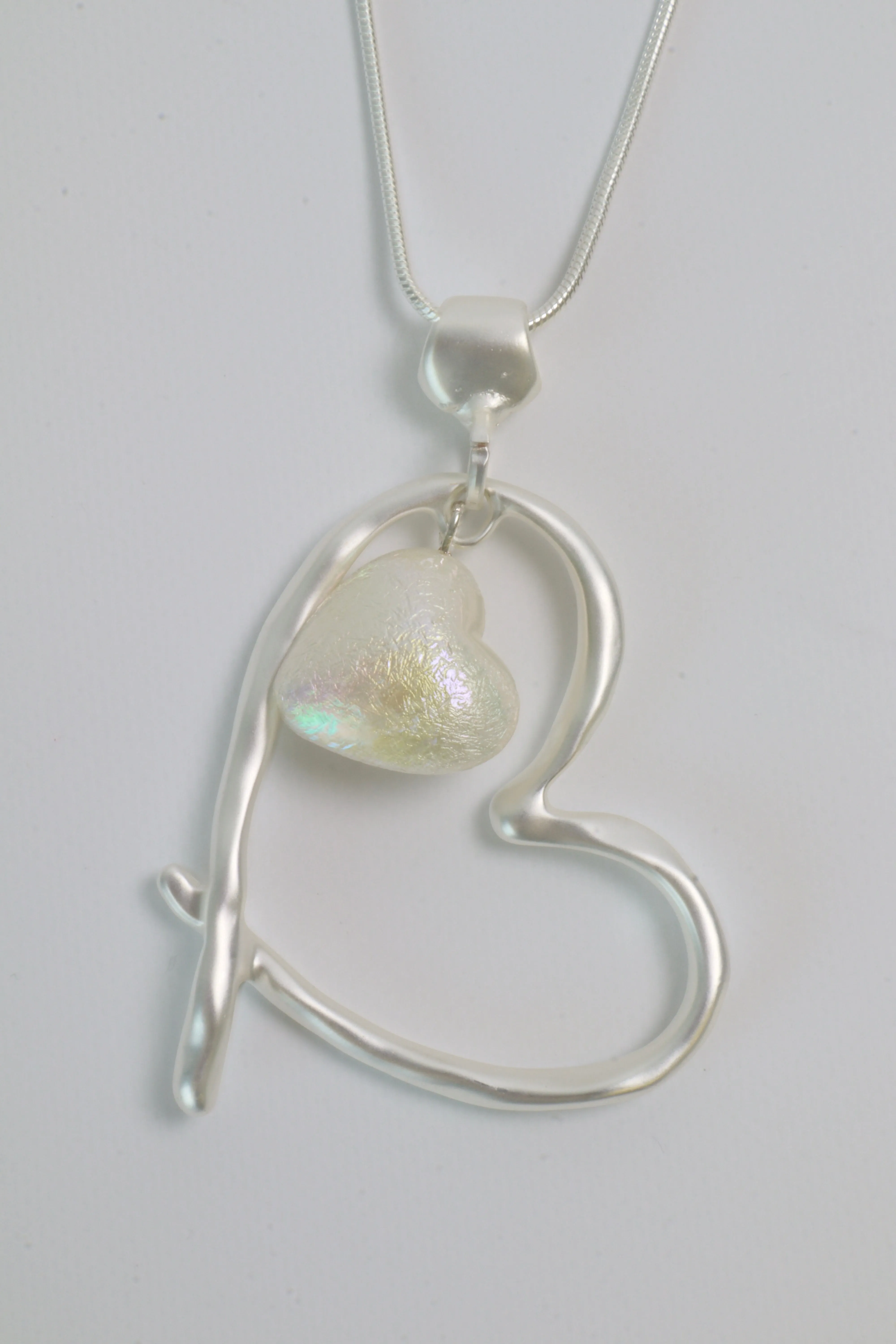 Pearl Heart Necklace in Silver