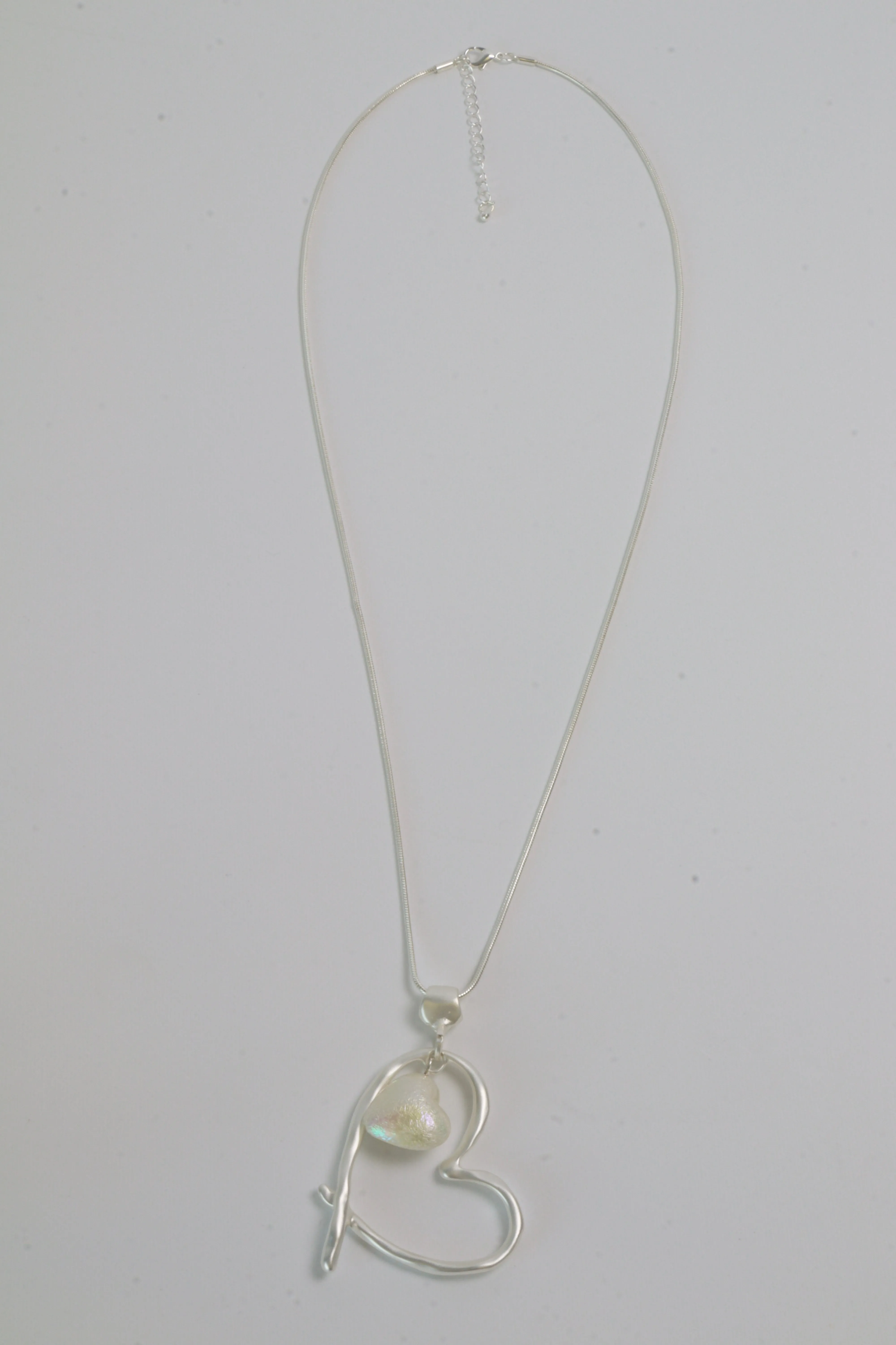 Pearl Heart Necklace in Silver