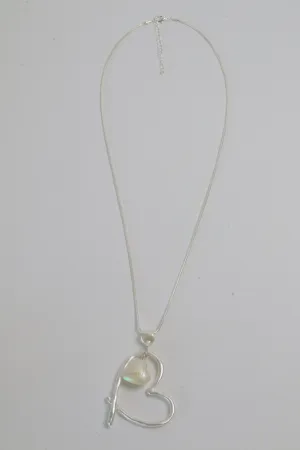 Pearl Heart Necklace in Silver