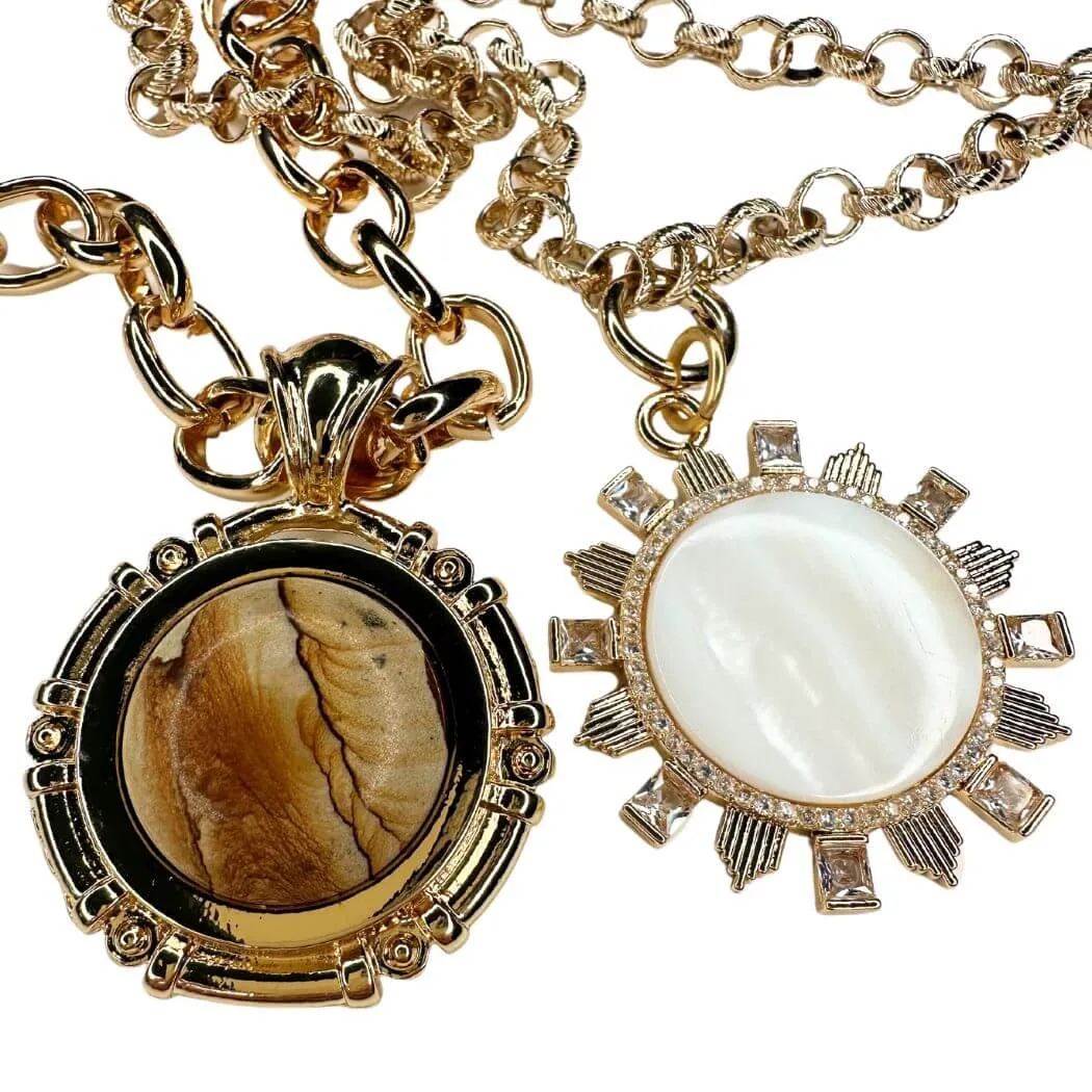 Pendant Necklace Jasper Or Mother Of Pearl