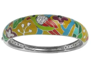 Perroquet - Yellow Enamel with CZ Bangle