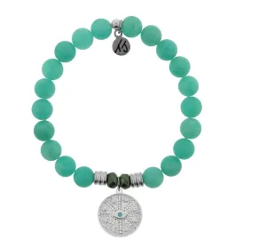 Peruvian Amazonite Stone Bracelet with Protection Sterling Silver Charm