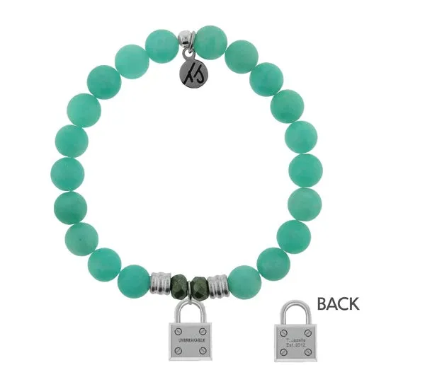 Peruvian Amazonite Stone Bracelet with Unbreakable Sterling Silver Charm