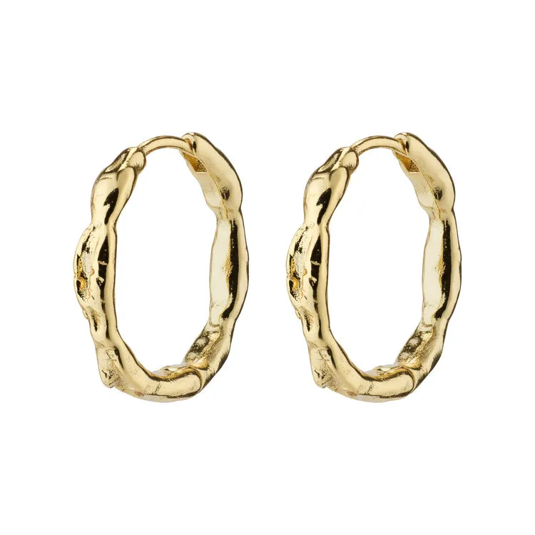 Pilgrim EDDY recycled organic shaped medium hoops gold-plated