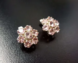 Pink Flower Earrings - Large Morganite Earrings - Vintage Floral Earrings