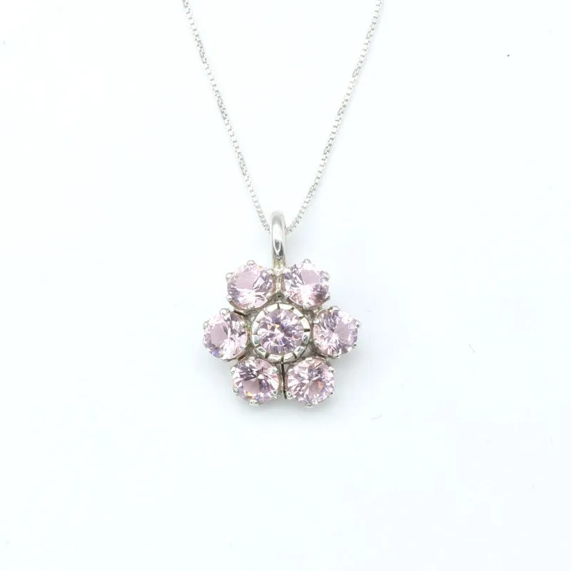 Pink Flower Pendant - Morganite Flower Necklace - Pink Vintage Necklace