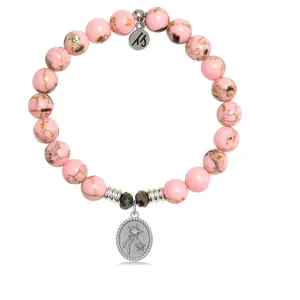 Pink Shell Stone Bracelet with Celebrate Sterling Silver Charm