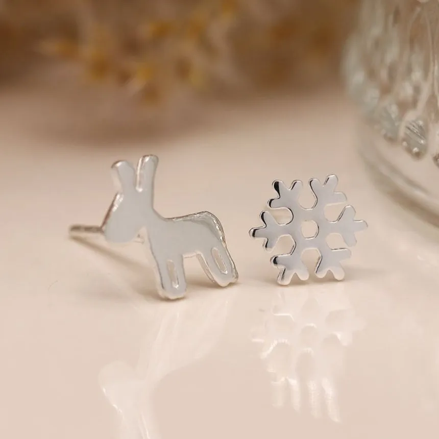 POM Snowflake & Reindeer Earrings