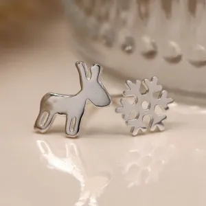 POM Snowflake & Reindeer Earrings