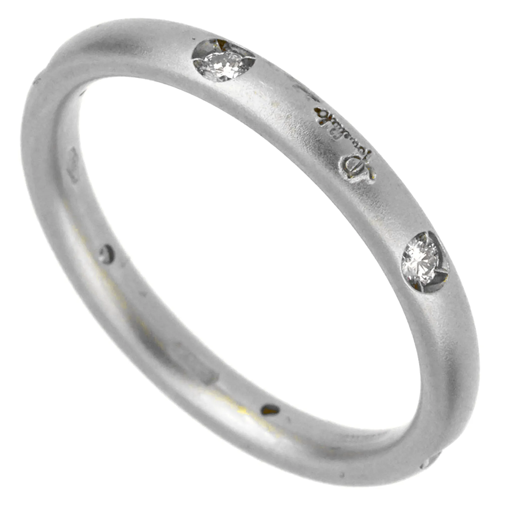 Pomellato Matte Finish Diamond White Gold Band Ring Sz 6 1/2