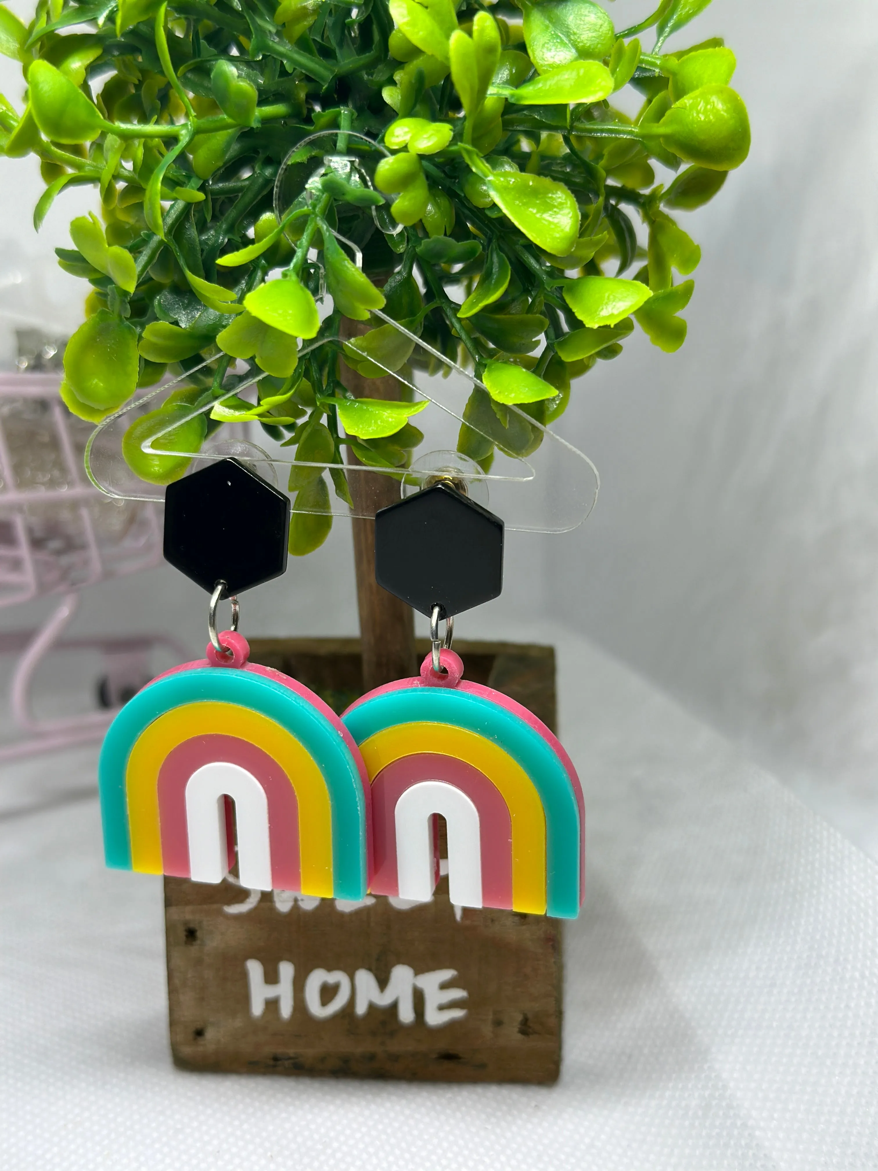 Quirky - Rainbow acetate earrings