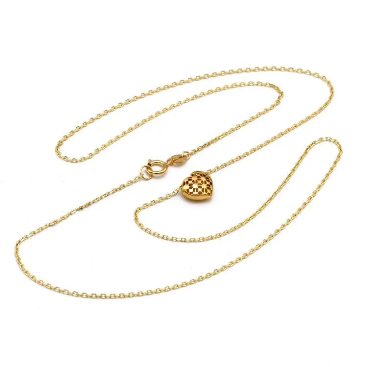 Real Gold 3D Net Movable Heart Necklace - Model 9256-B N1429