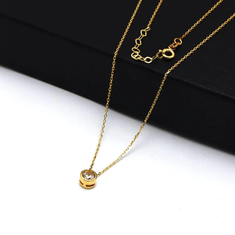 Real Gold Adjustable Necklace with Movable Round Stone - Model 0098 N1437