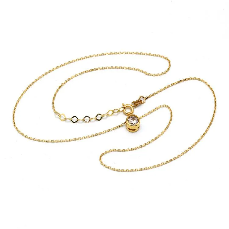 Real Gold Adjustable Necklace with Movable Round Stone - Model 0098 N1437