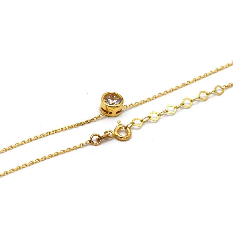 Real Gold Adjustable Necklace with Movable Round Stone - Model 0098 N1437