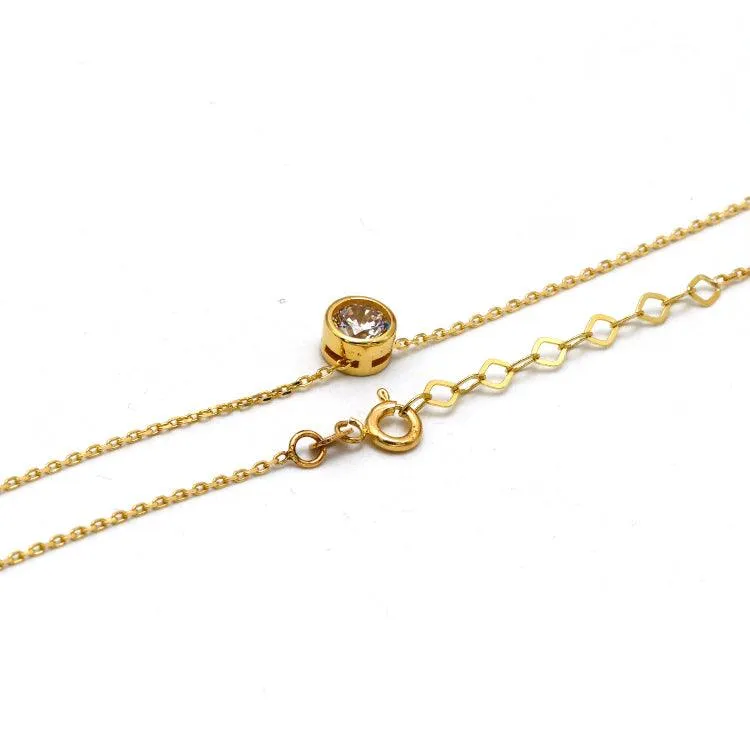 Real Gold Adjustable Necklace with Movable Round Stone - Model 0098 N1437