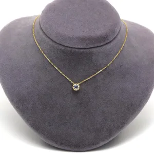 Real Gold Adjustable Necklace with Movable Round Stone - Model 0098 N1437