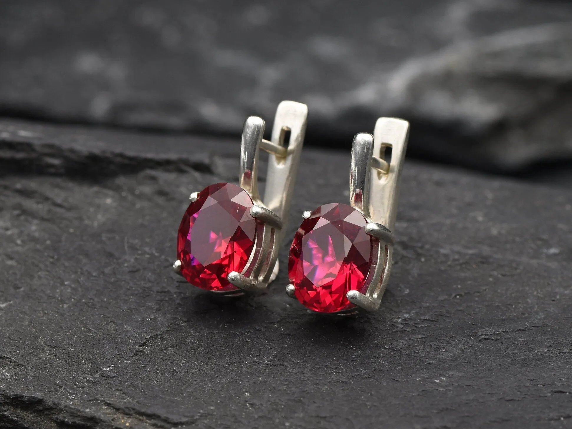 Red Ruby Earrings - Classic Vintage Studs - Red Drop Earrings