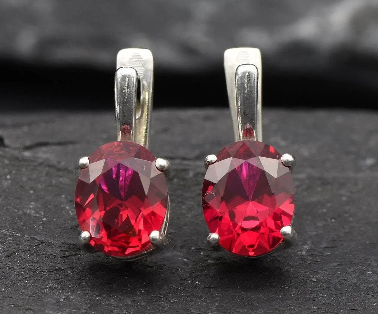 Red Ruby Earrings - Classic Vintage Studs - Red Drop Earrings