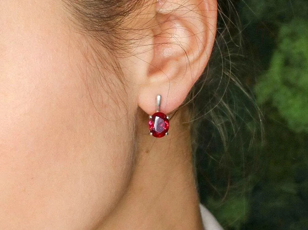 Red Ruby Earrings - Classic Vintage Studs - Red Drop Earrings