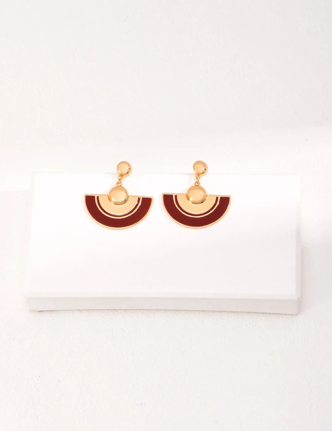 Red Scalloped Glaze Earrings