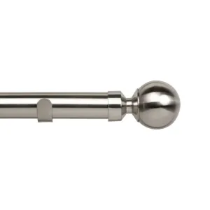 Rome 180cm Eyelet Curtain Pole Set Satin Silver - 28mm Diameter