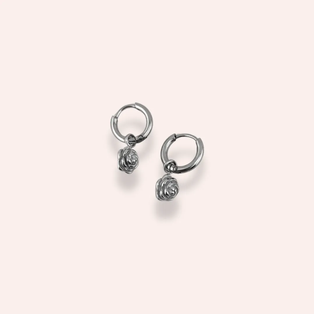 Rosa Silver Hoops