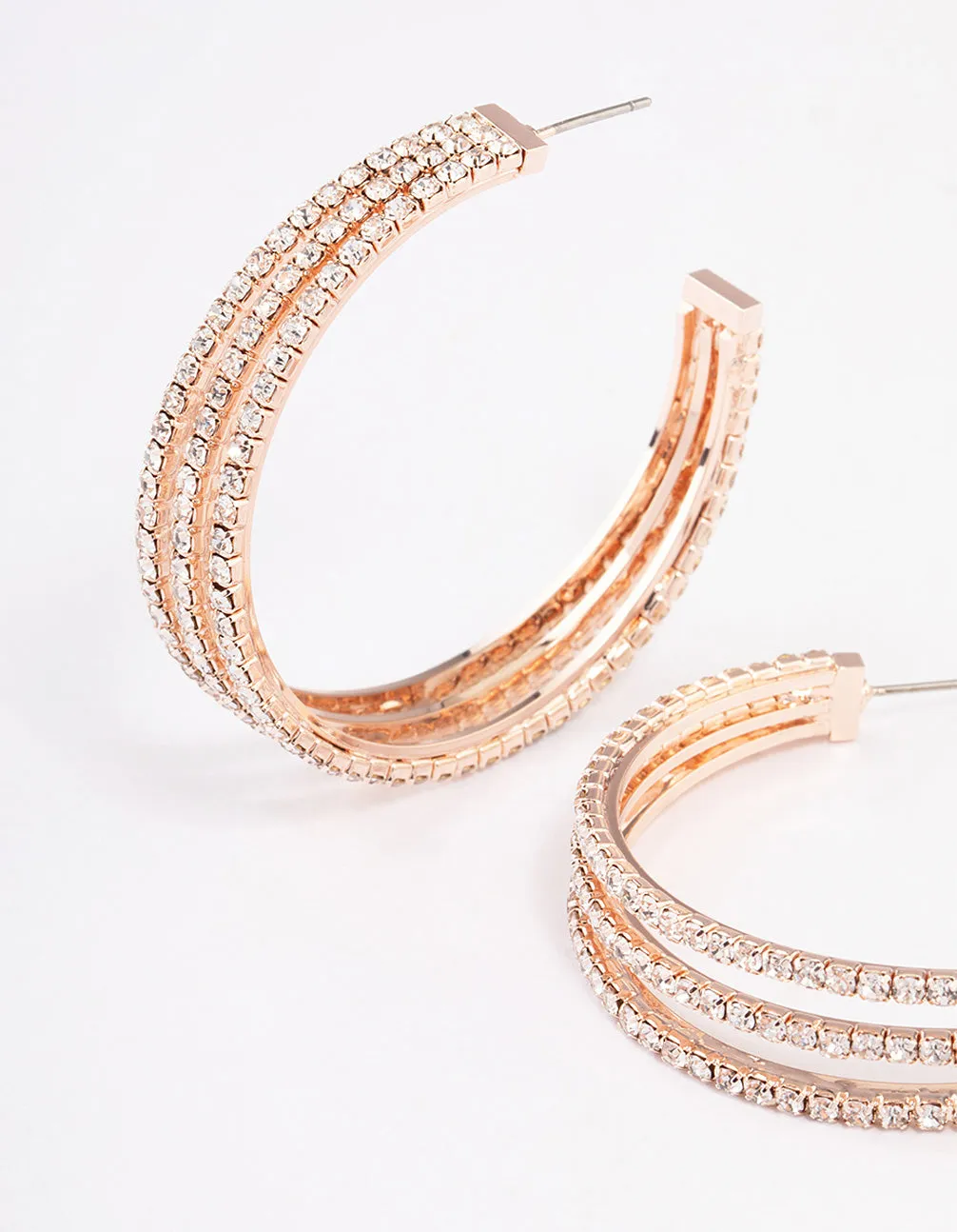 Rose Gold Triple Illusion Statement Hoop Earrings