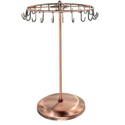 Rotating Bronze-Tone Necklace Holder Bracelet Stand