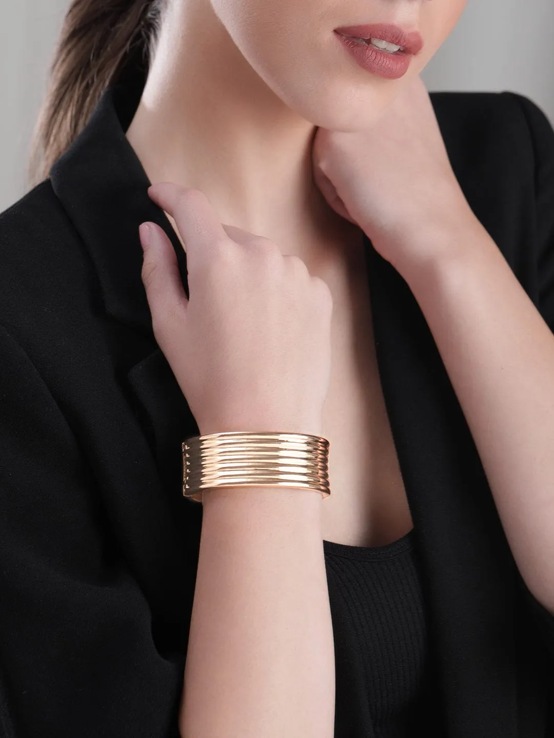 Rubans Voguish Gold Plated Statement Bracelet