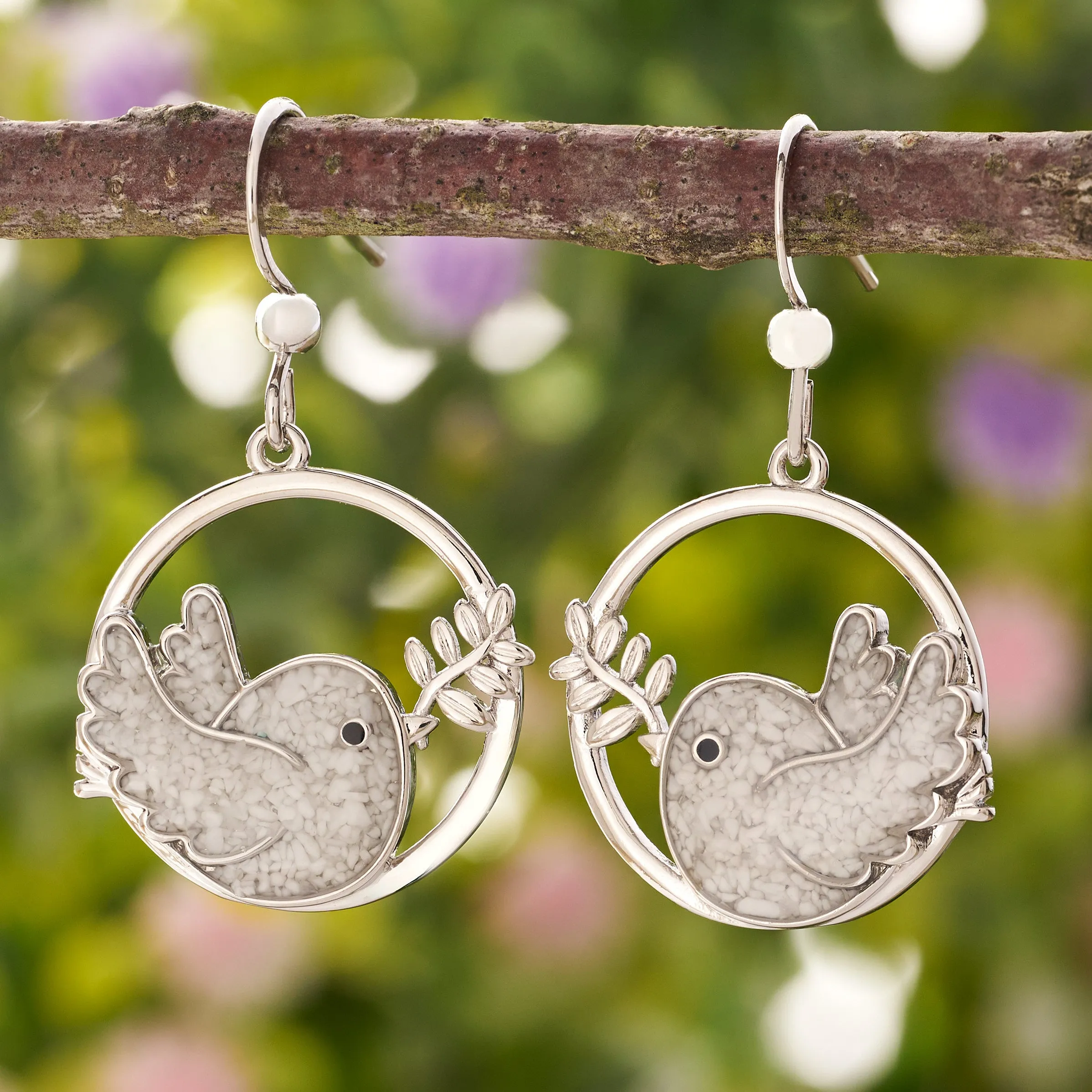 Sand White Dove Branch Earrings