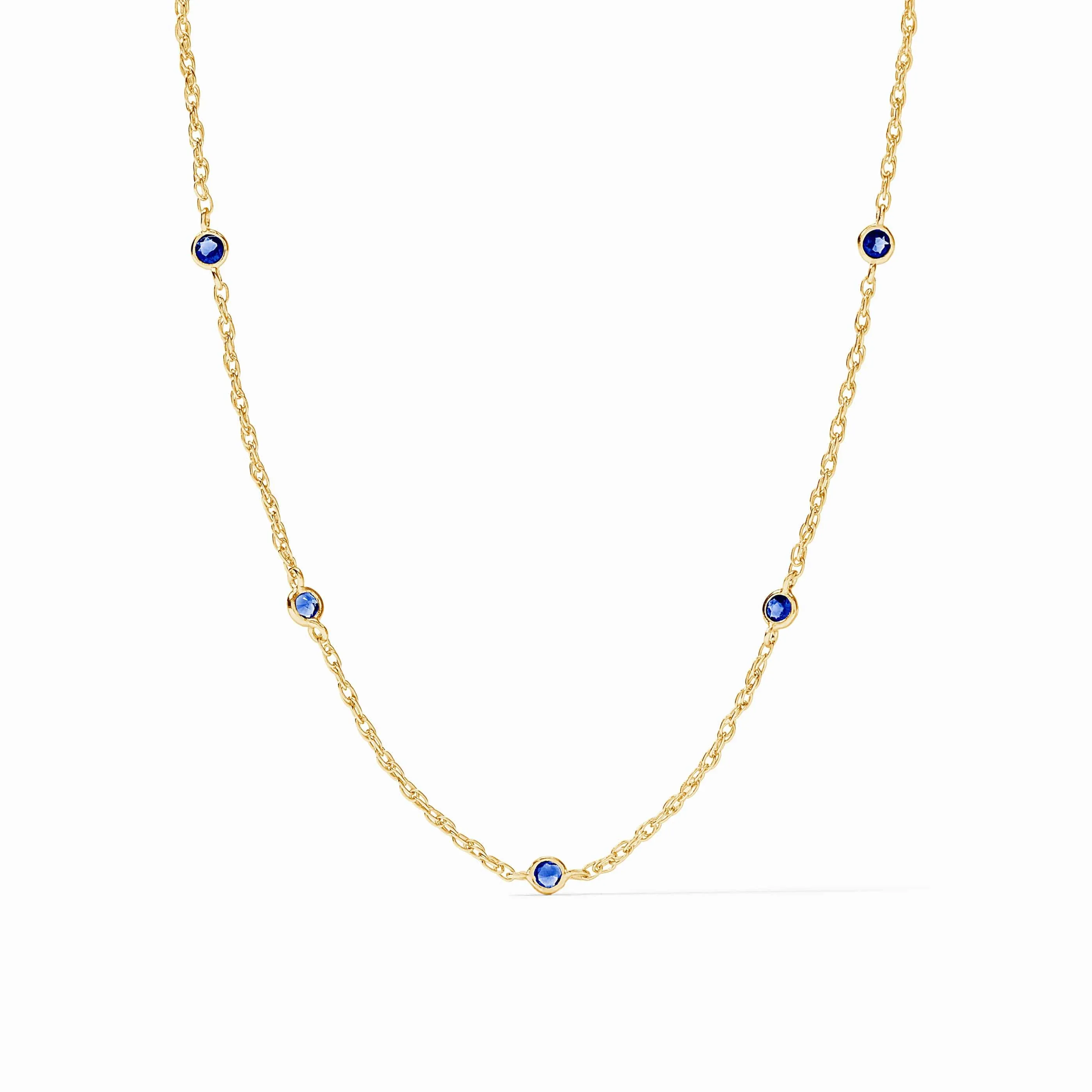 Sapphire Blue CZ Celeste Delicate Station Necklace