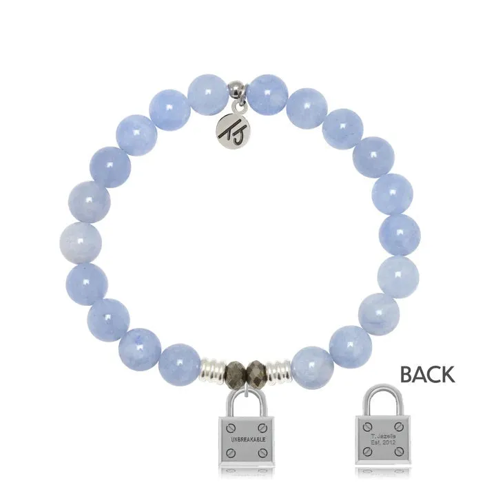 Sky Blue Gemstone Bracelet with Unbreakable Sterling Silver Charm