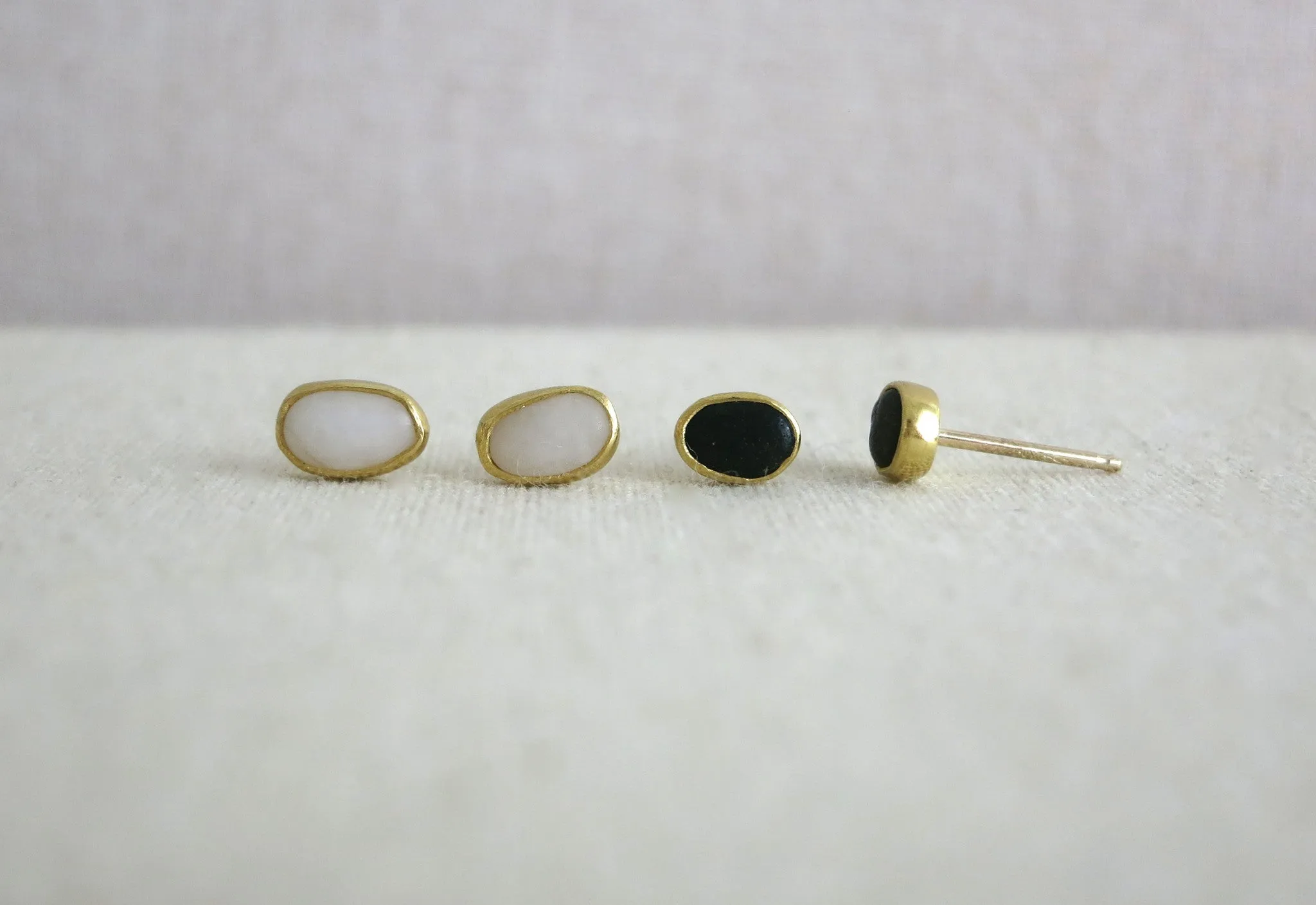 Small Black Pebble Studs