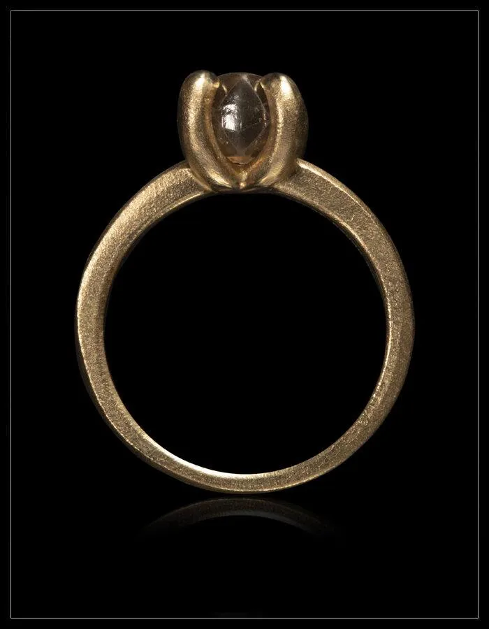 Soft Brown Unpolished Diamond Gold Ring - <strong>2.40 ct.</strong>