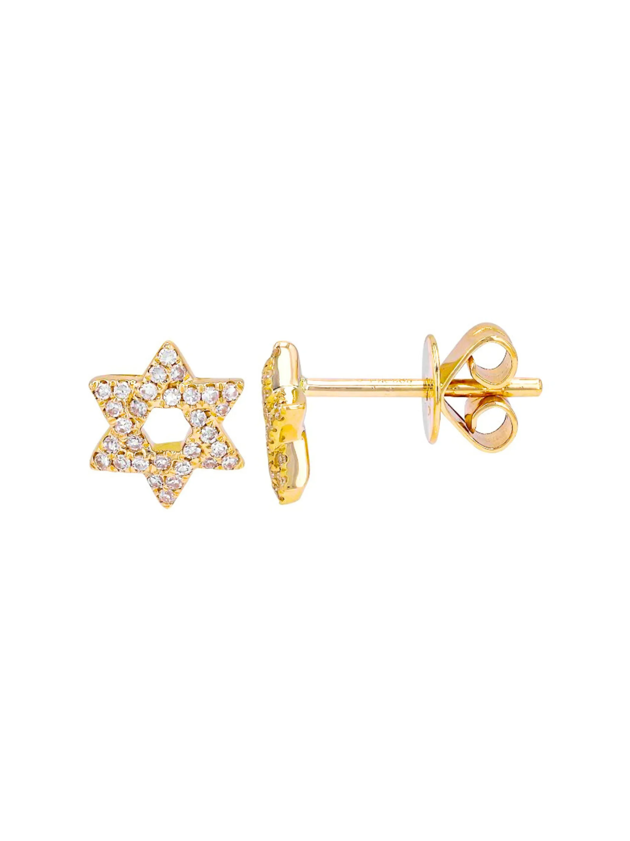 Star of David Diamond Stud Earrings 14K