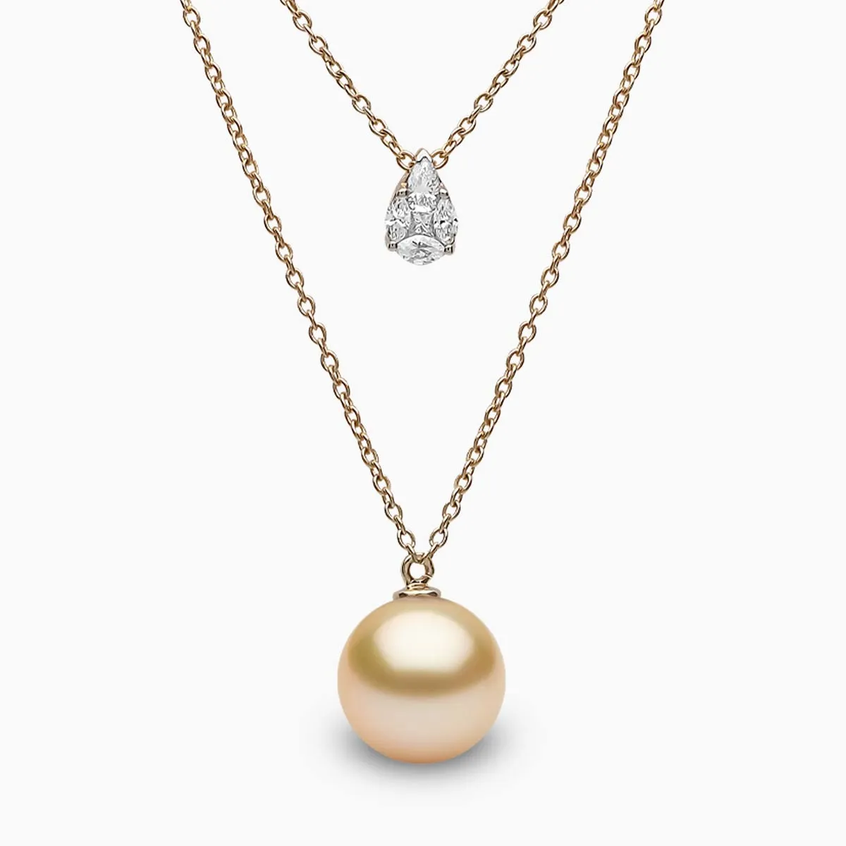 Starlight 18K Gold South Sea Pearl and Suspended Diamond Necklace