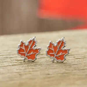 Sterling Silver Little Maple Leaf Earrings