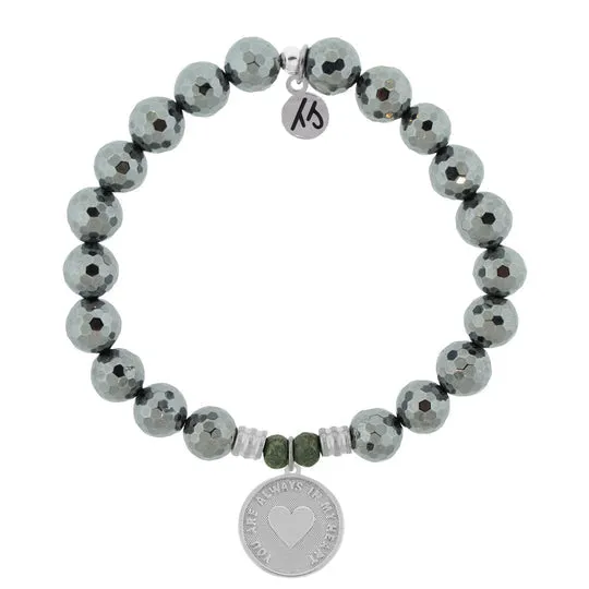 Terahertz Stone Bracelet with Always In My Heart Sterling Silver Charm